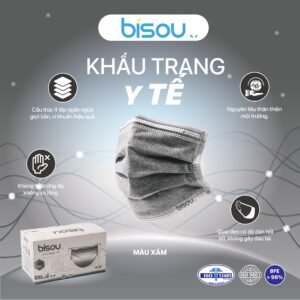 Khẩu Trang Y Tế 4 Lớp Màu Xám