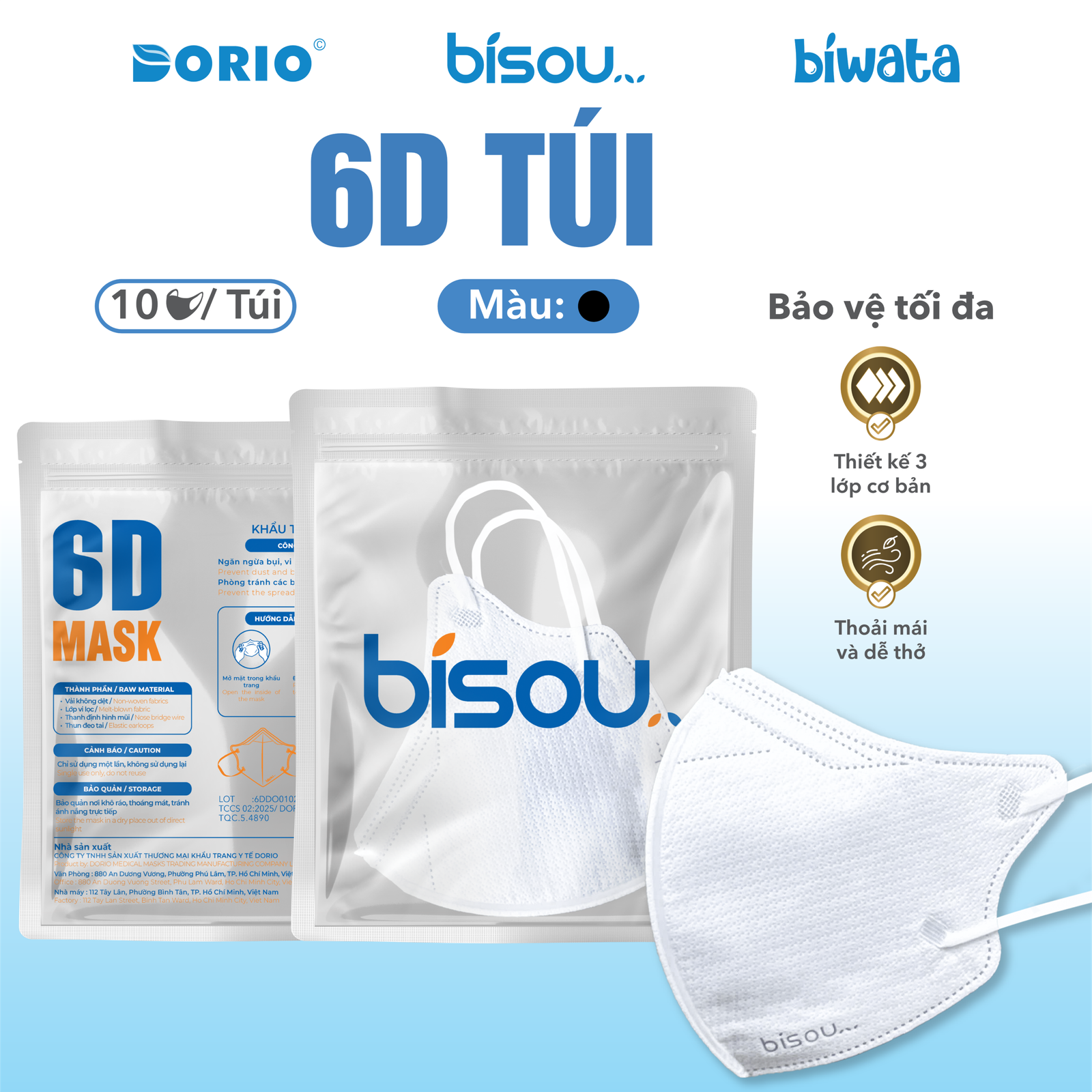 Khẩu Trang Cao Cấp 6D Màu Trắng