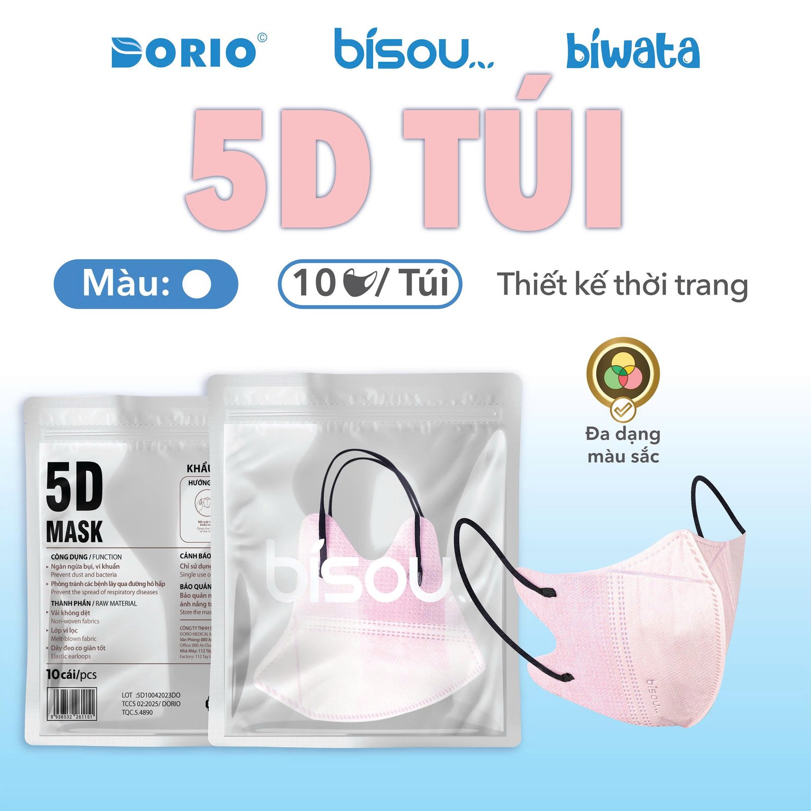 Khẩu Trang Cao Cấp 5D Túi Màu Xanh Jeans Khẩu Trang Cao Cấp 5D Túi Màu Xanh Jeans - Ảnh 7