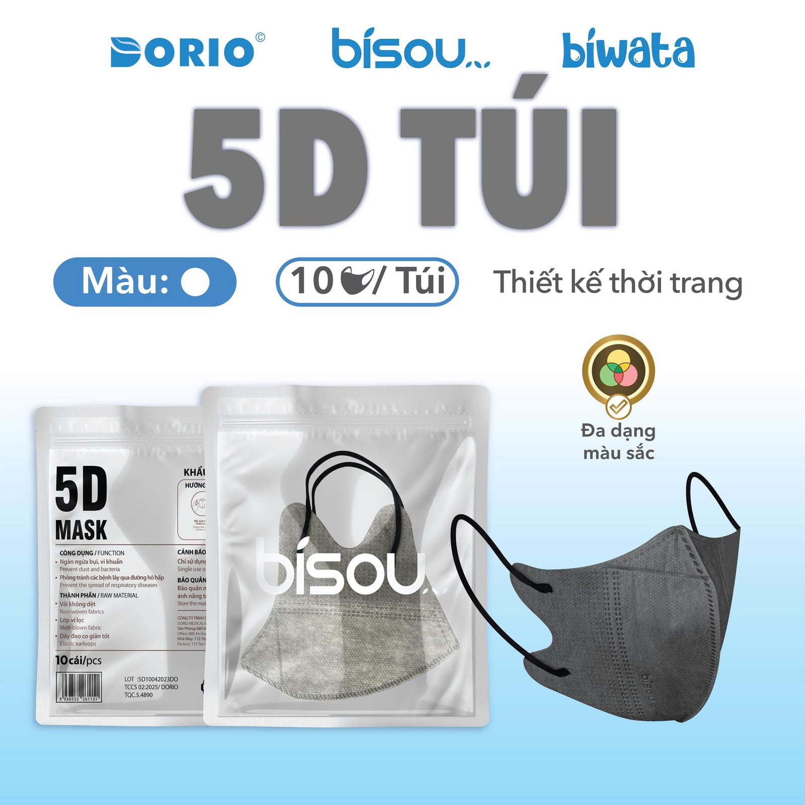 Khẩu Trang Cao Cấp 5D Túi Màu Xanh Jeans Khẩu Trang Cao Cấp 5D Túi Màu Xanh Jeans - Ảnh 6