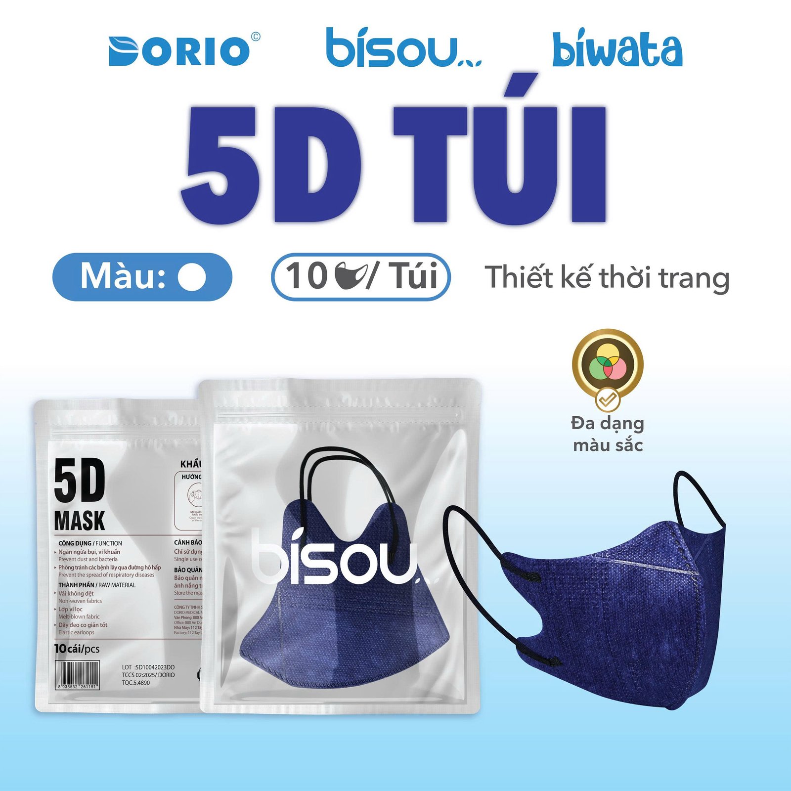 Khẩu Trang Cao Cấp 5D Túi Màu Xanh Jeans Khẩu Trang Cao Cấp 5D Túi Màu Xanh Jeans