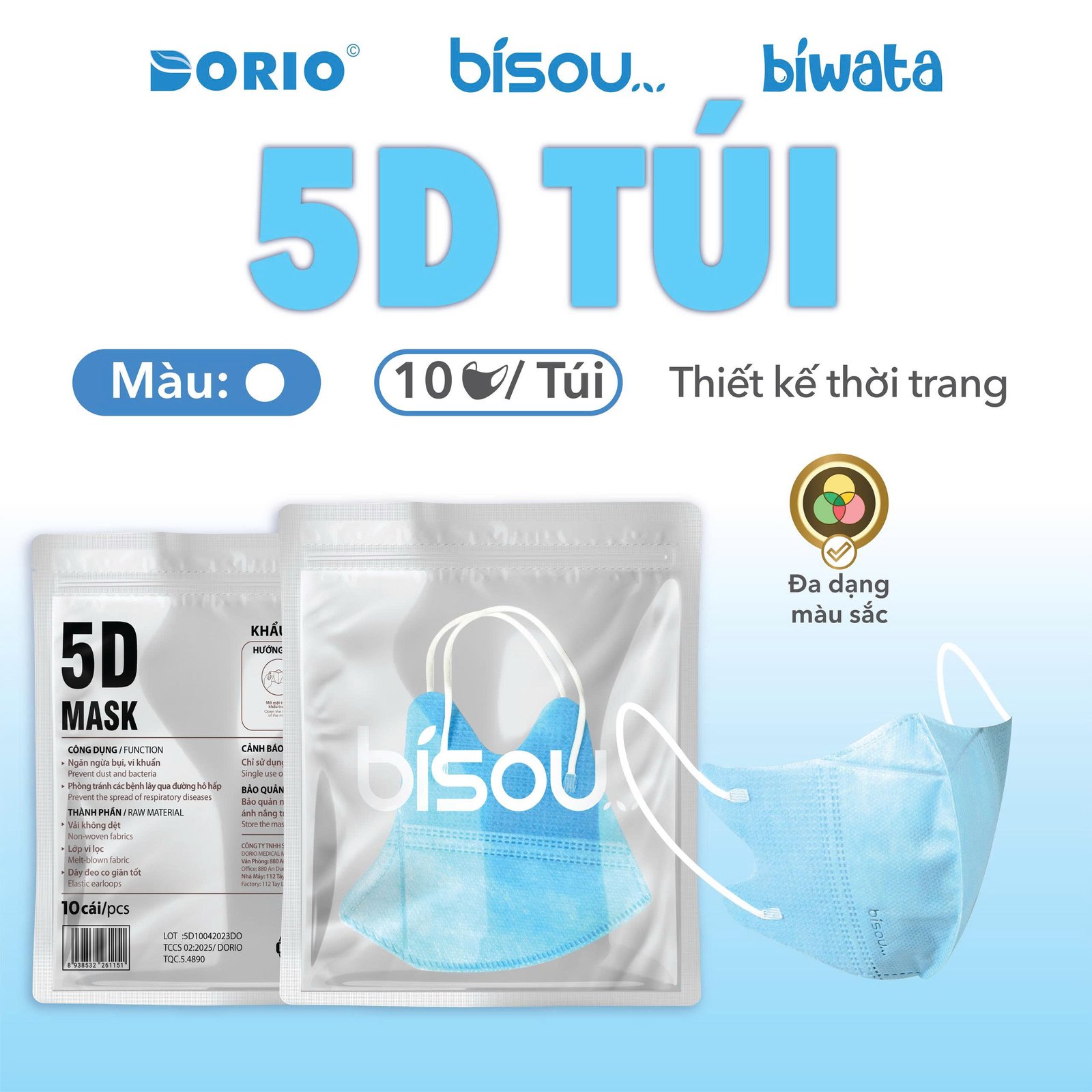Khẩu Trang Cao Cấp 5D Túi Màu Xanh Jeans Khẩu Trang Cao Cấp 5D Túi Màu Xanh Jeans - Ảnh 4