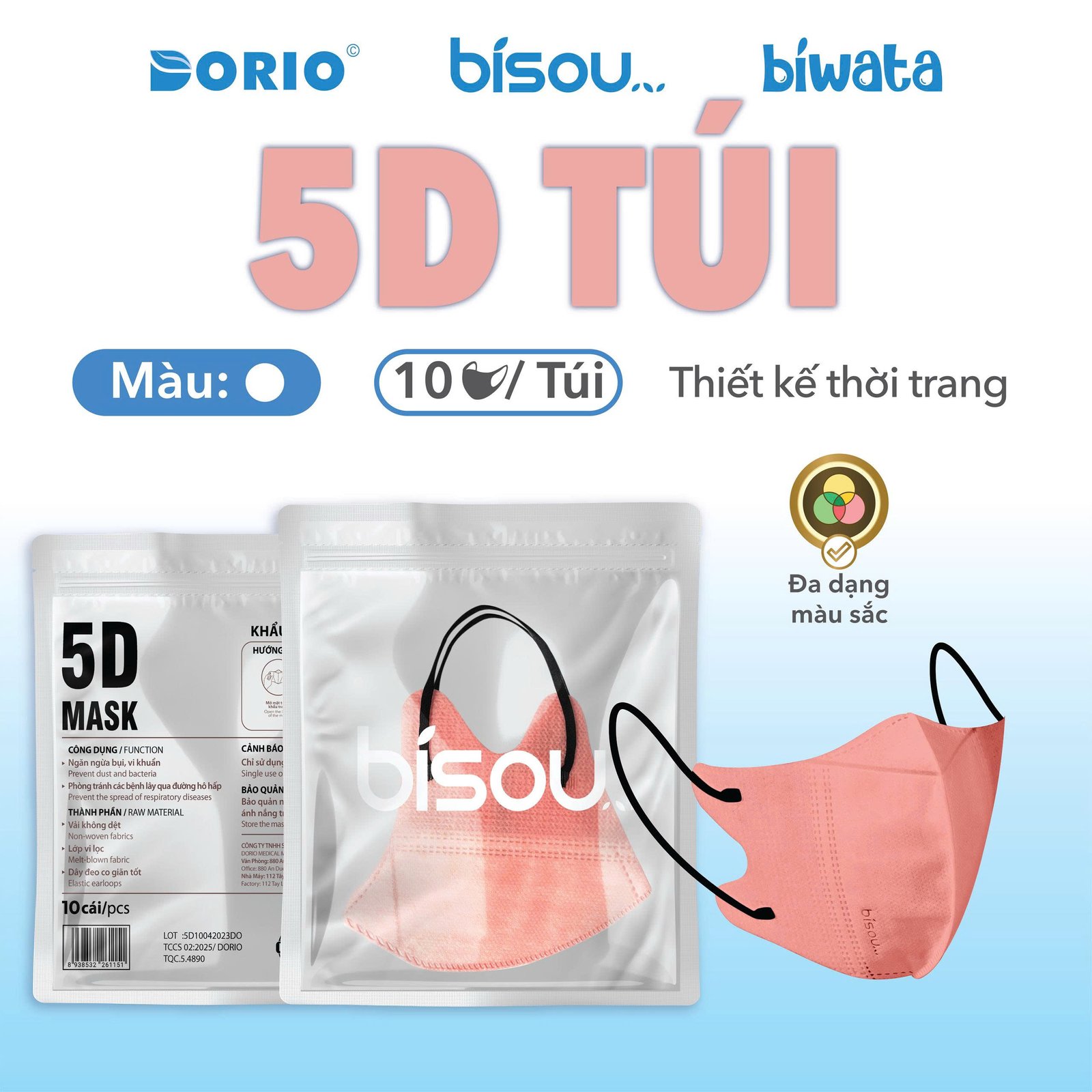 Khẩu Trang Cao Cấp 5D Túi Màu Xanh Jeans Khẩu Trang Cao Cấp 5D Túi Màu Xanh Jeans - Ảnh 3