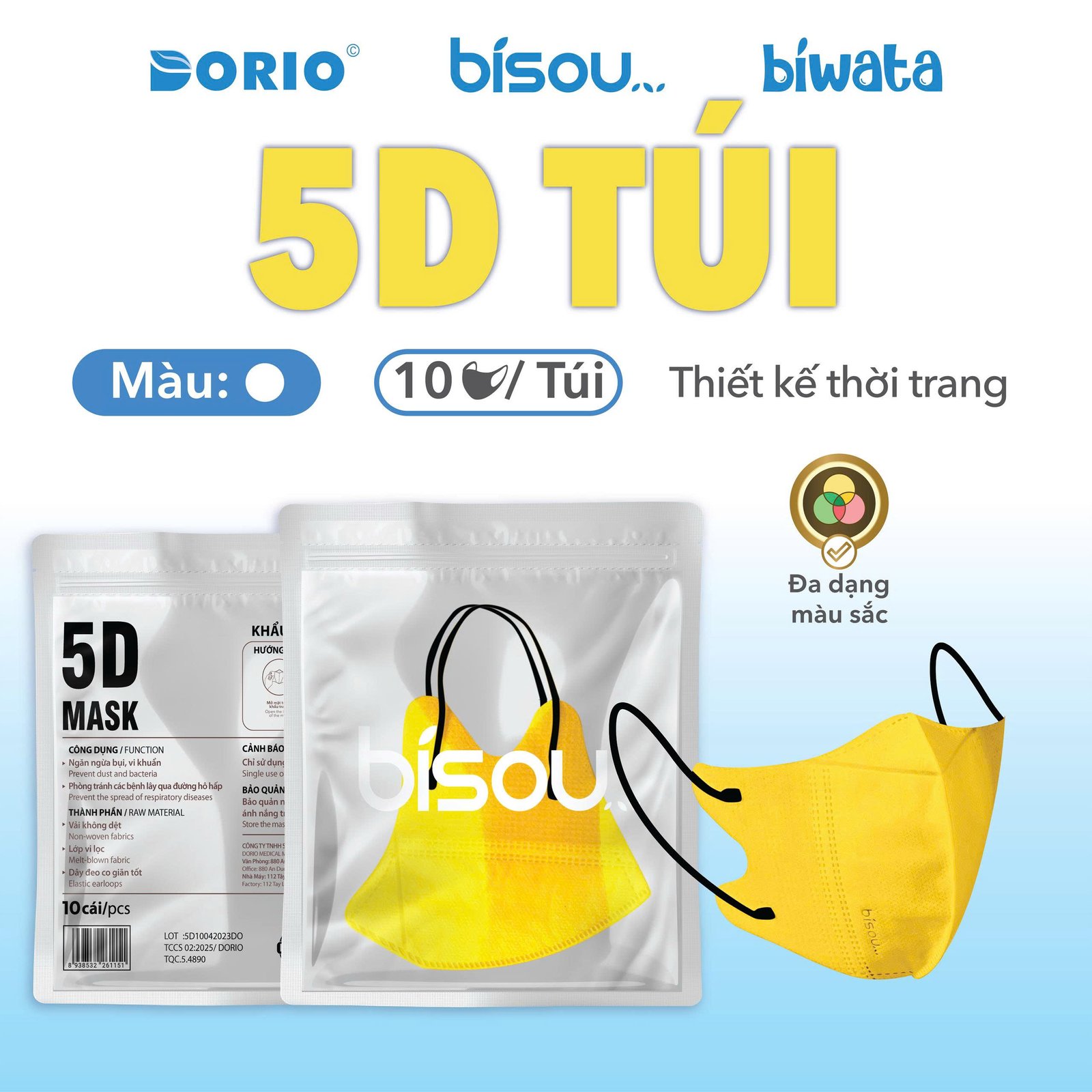 Khẩu Trang Cao Cấp 5D Túi Màu Xanh Jeans Khẩu Trang Cao Cấp 5D Túi Màu Xanh Jeans - Ảnh 2