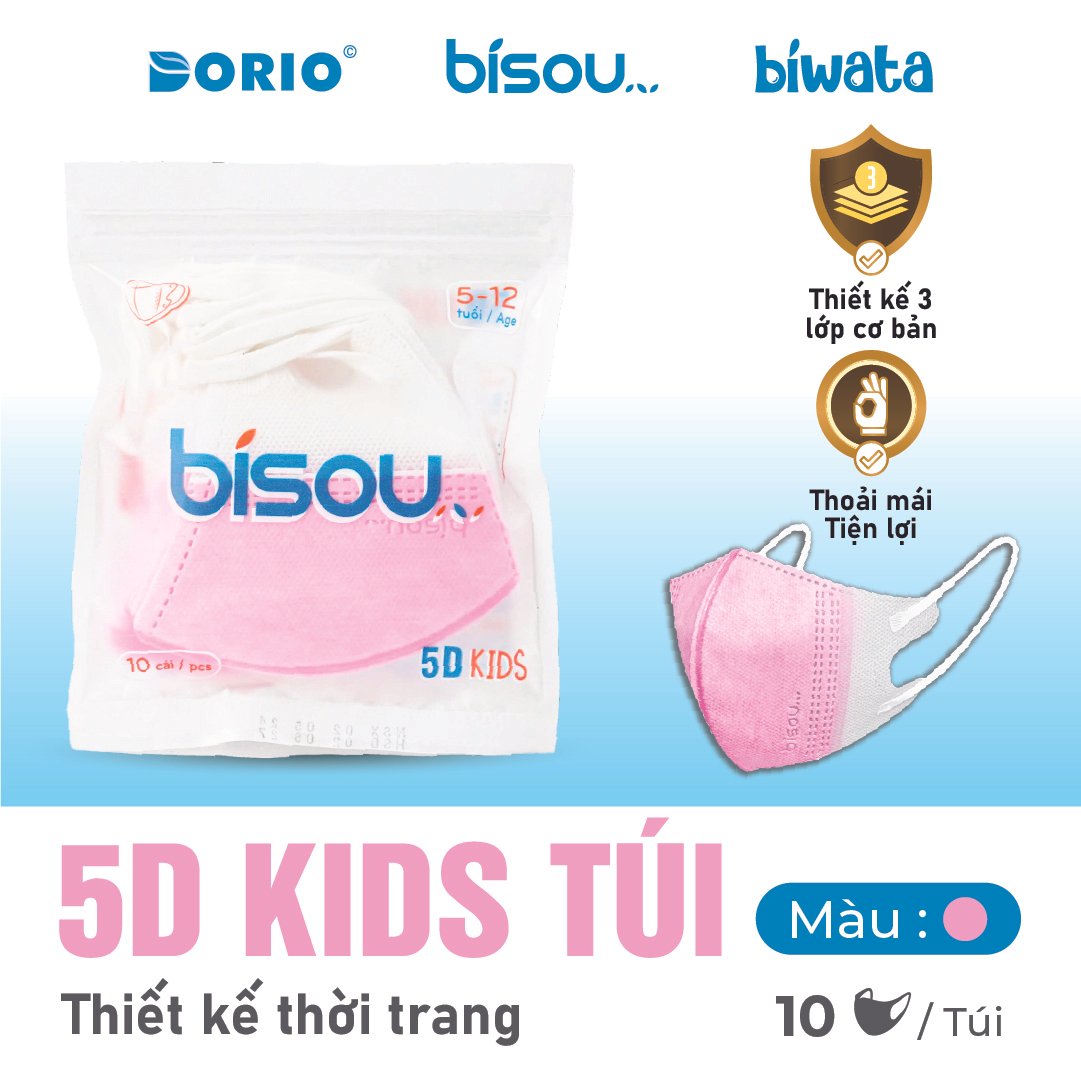 Khẩu Trang Cao Cấp 5D Kids Màu Hồng