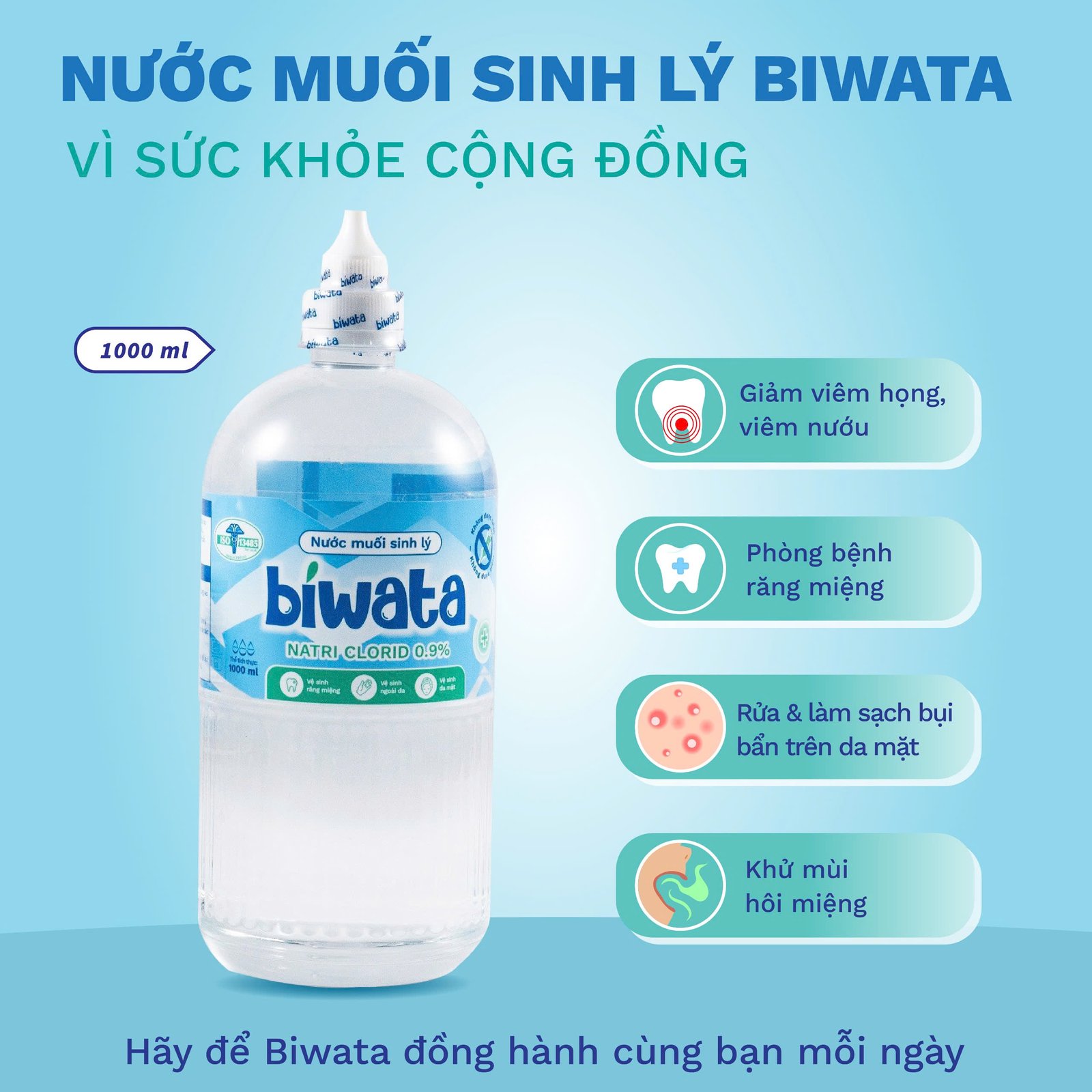 Nước Muối Sinh Lý Biwata 1000ml