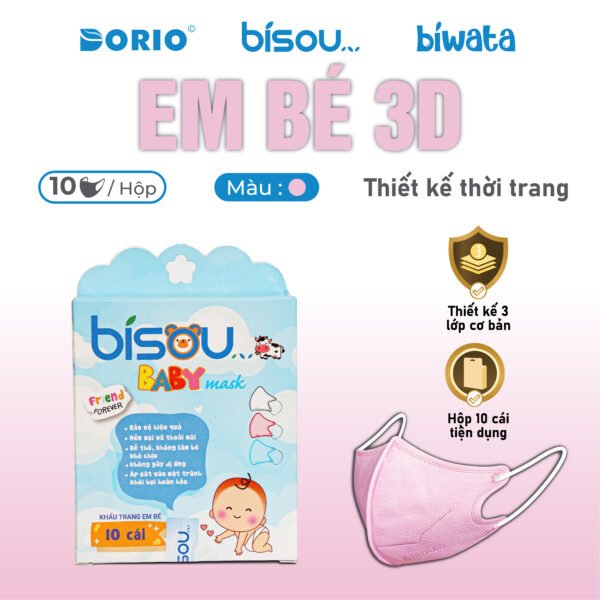 Khẩu Trang Em Bé 3D Màu Trắng - Hình ảnh 3