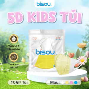 Khẩu Trang Cao Cấp 5D Kids Túi Màu Vàng