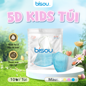 Khẩu Trang Cao Cấp 5D Kids Túi Màu Xanh