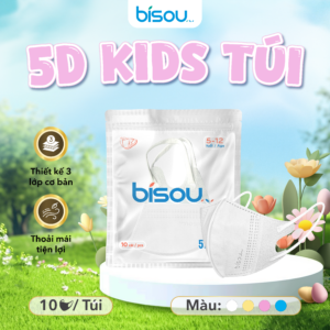 Khẩu Trang Cao Cấp 5D Kids Túi Màu Trắng